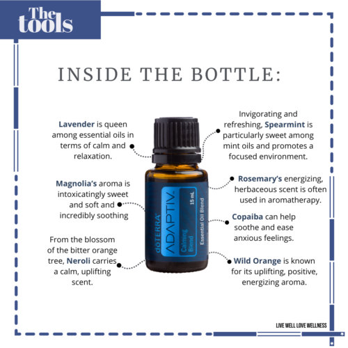 Inside the bottle of Adaptiv Essential Oil