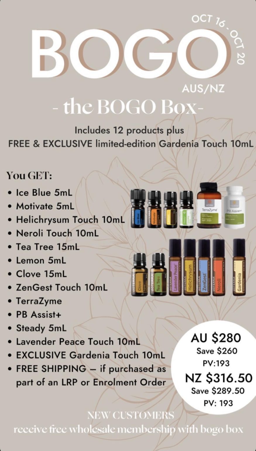 doTERRA BOGO October 2023 and BOGO Box LIVE WELL LOVE WELLNESS